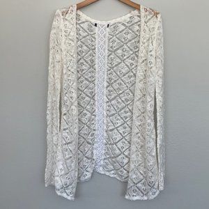 No-name lacy white cardigan sweater XL